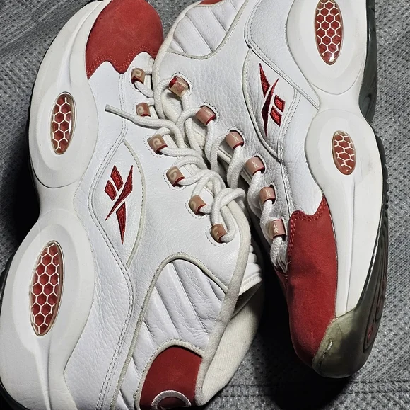 Reebok Question Mid Allen Iverson White Pearl, Red Sneakers 2012